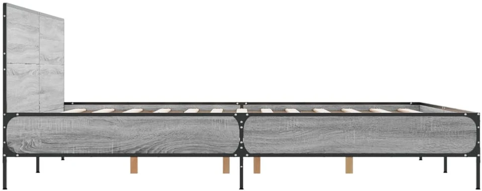 Lova Lovos rėmas, pilkas ąžuolo, 135x190cm, apdirbta mediena/metalas