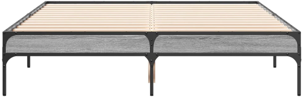 Lova Lovos rėmas, pilkas ąžuolo, 135x190cm, apdirbta mediena/metalas