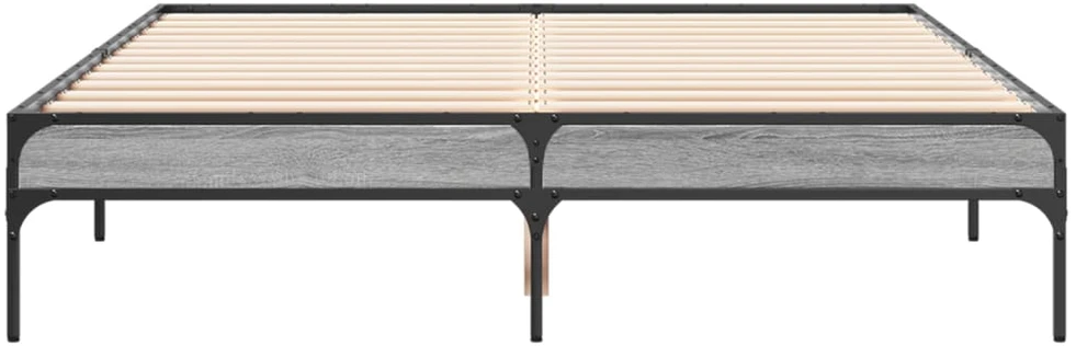 Lovos rėmas, pilkas ąžuolo, 140x190cm, apdirbta mediena/metalas