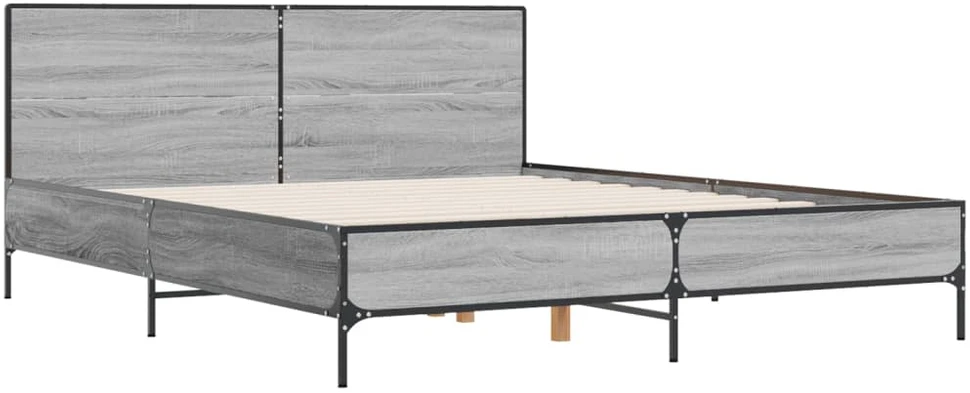 Lovos rėmas, pilkas ąžuolo, 140x200cm, apdirbta mediena/metalas