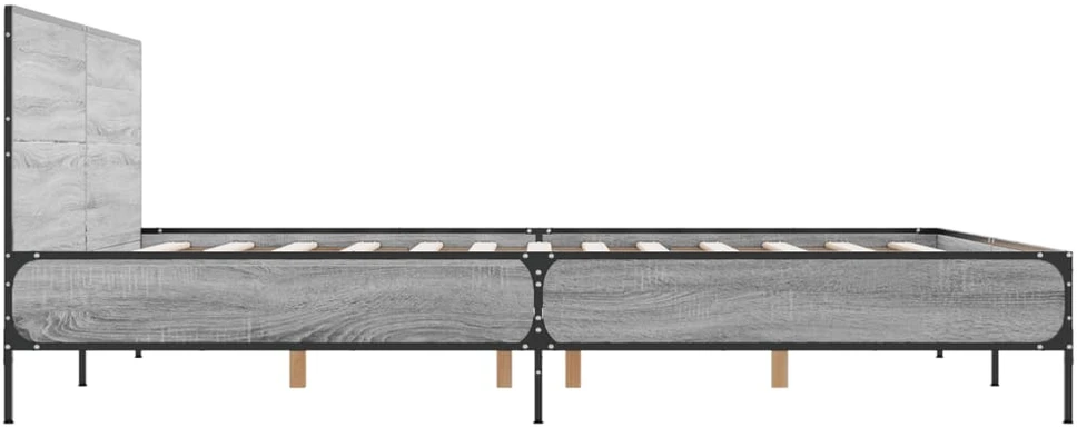 Lovos rėmas, pilkas ąžuolo, 140x200cm, apdirbta mediena/metalas