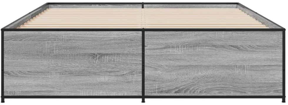 Lovos rėmas, pilkas ąžuolo, 150x200cm, apdirbta mediena/metalas
