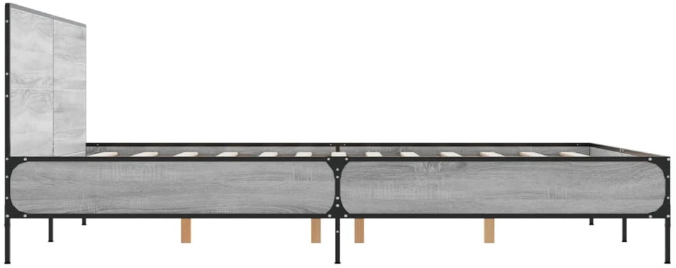 Lovos rėmas, pilkas ąžuolo, 160x200cm, apdirbta mediena/metalas