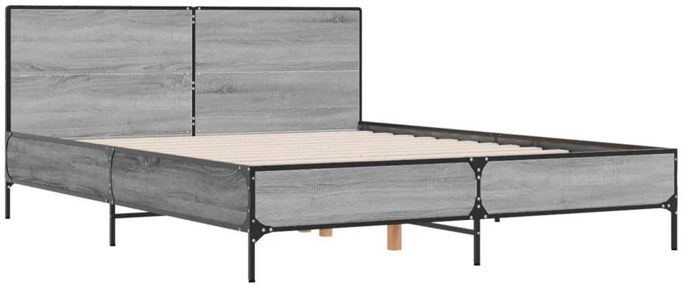 Lovos rėmas, pilkas ąžuolo, 160x200cm, apdirbta mediena/metalas