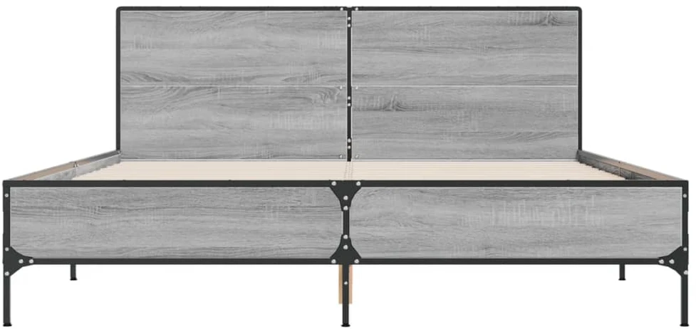 Lovos rėmas, pilkas ąžuolo, 160x200cm, apdirbta mediena/metalas