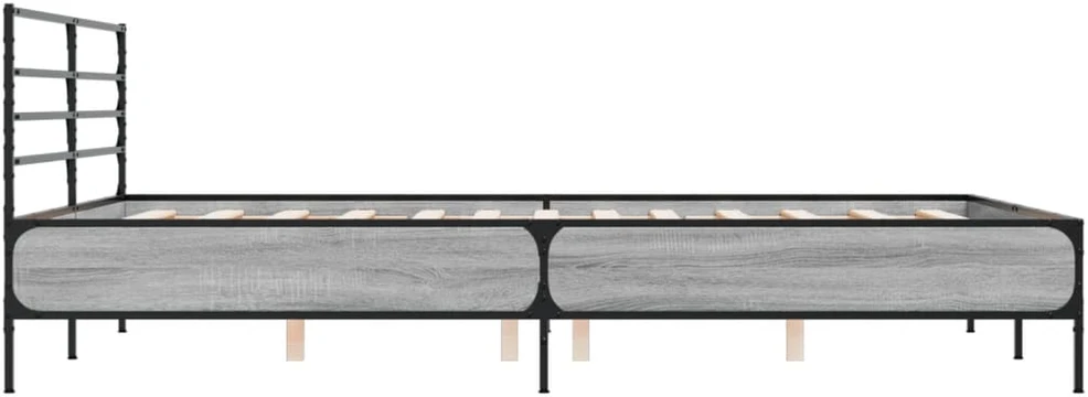 Lovos rėmas, pilkas ąžuolo, 160x200cm, apdirbta mediena/metalas