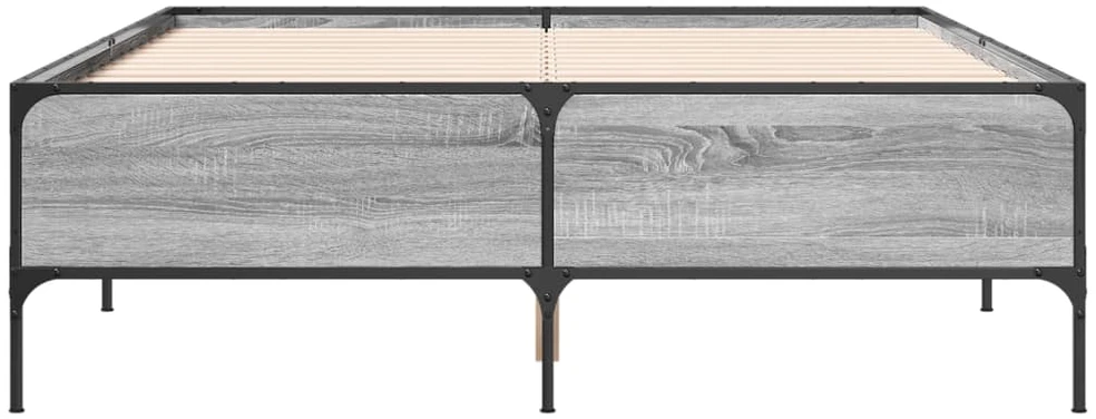 Lovos rėmas, pilkas ąžuolo, 160x200cm, apdirbta mediena/metalas
