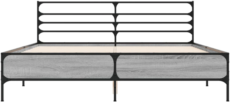 Lovos rėmas, pilkas ąžuolo, 160x200cm, apdirbta mediena/metalas