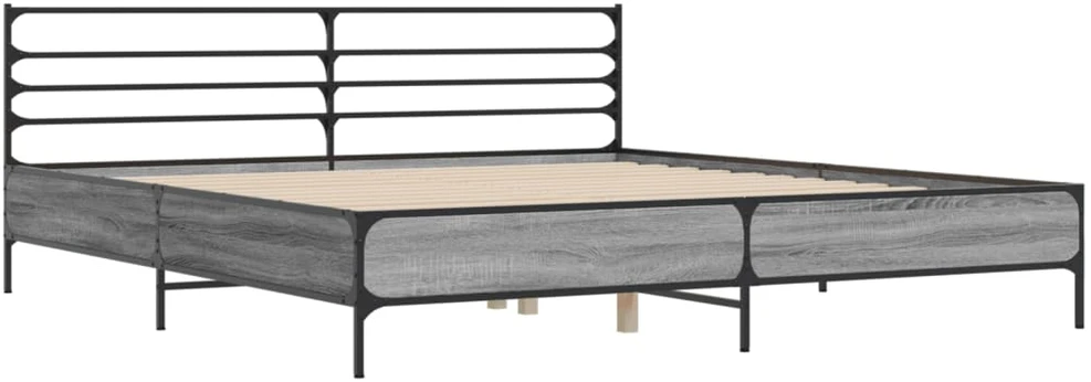 Lovos rėmas, pilkas ąžuolo, 200x200cm, apdirbta mediena/metalas