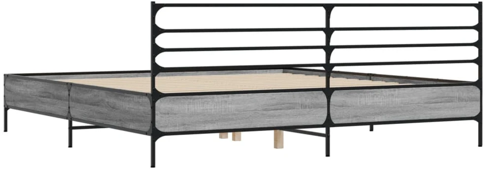 Lovos rėmas, pilkas ąžuolo, 200x200cm, apdirbta mediena/metalas