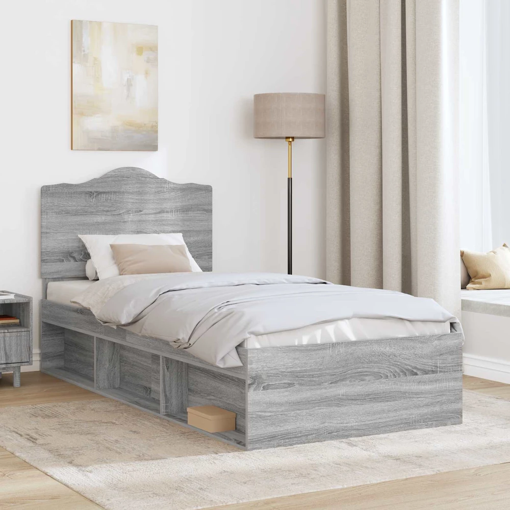 Lova Lovos rėmas Pilkas Sonoma 100 x 200 cm Kietos pušies mediena