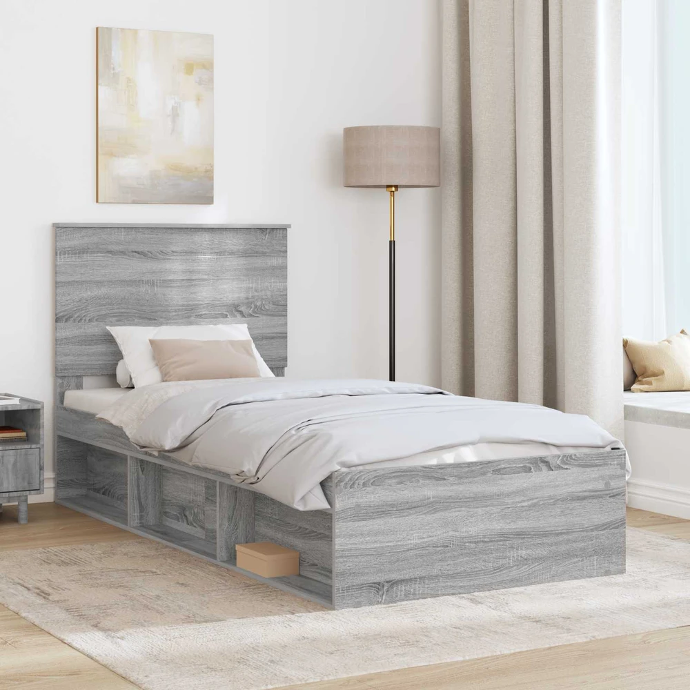 Lova Lovos rėmas Pilkas Sonoma 100 x 200 cm Kietos pušies mediena