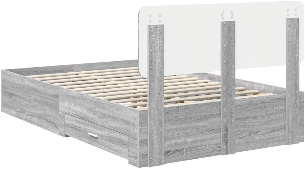 Lova Lovos rėmas Pilkas Sonoma 120 x 190 cm Apdirbta mediena