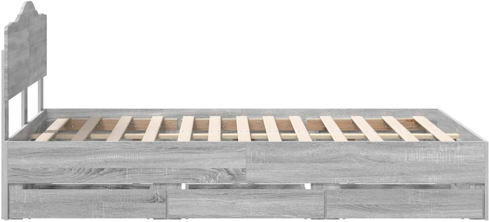 Lova Lovos rėmas Pilkas Sonoma 120 x 190 cm Inžinerinė mediena