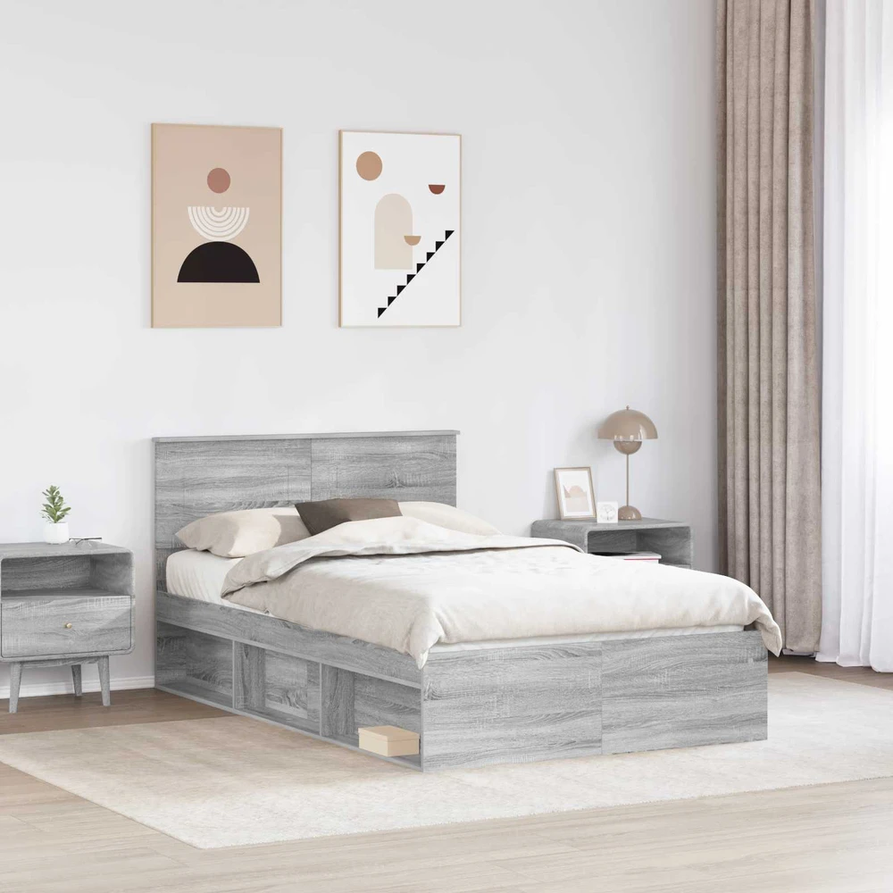 Lova Lovos rėmas Pilkas Sonoma 120 x 200 cm Apdirbta mediena