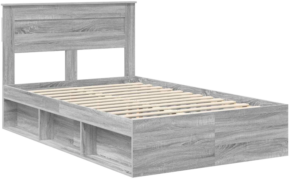 Lova Lovos rėmas Pilkas Sonoma 135 x 190 cm Kietos pušies mediena