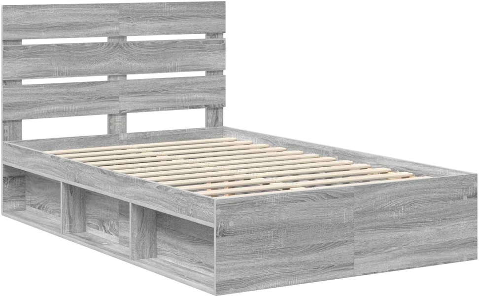 Lova Lovos rėmas Pilkas Sonoma 135 x 190 cm Kietos pušies mediena