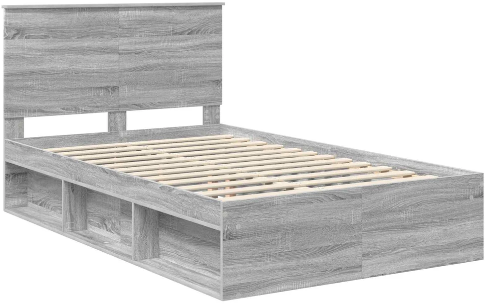 Lova Lovos rėmas Pilkas Sonoma 135 x 190 cm Kietos pušies mediena