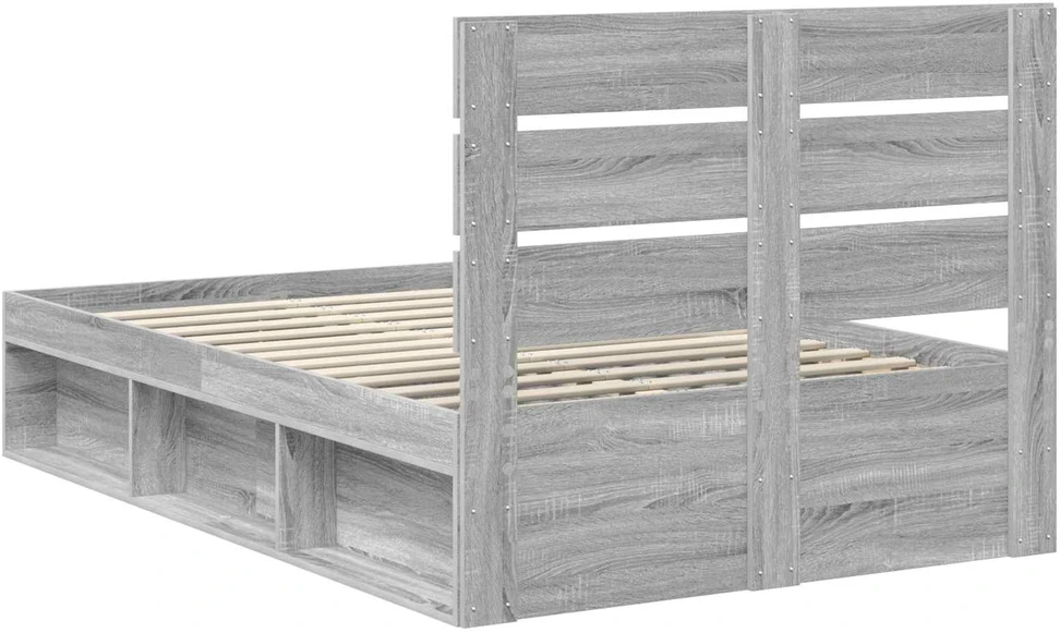 Lova Lovos rėmas Pilkas Sonoma 135 x 190 cm Kietos pušies mediena