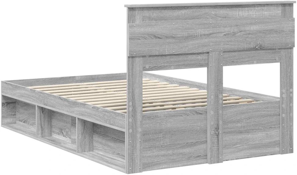 Lova Lovos rėmas Pilkas Sonoma 135 x 190 cm Kietos pušies mediena