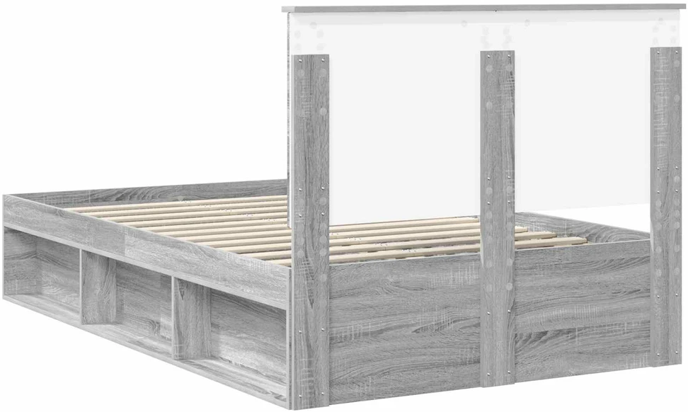 Lova Lovos rėmas Pilkas Sonoma 135 x 190 cm Kietos pušies mediena