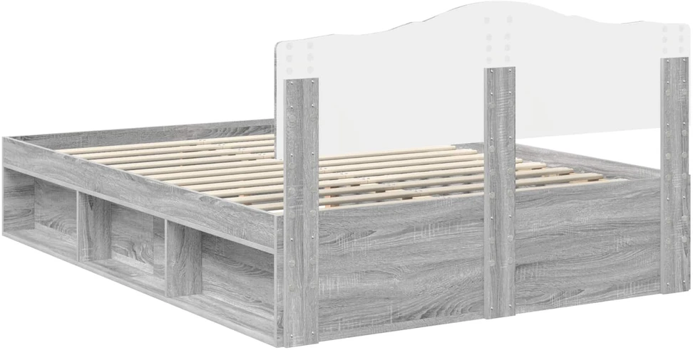 Lovos rėmas Pilkas Sonoma 140 x 190 cm Kietos pušies mediena