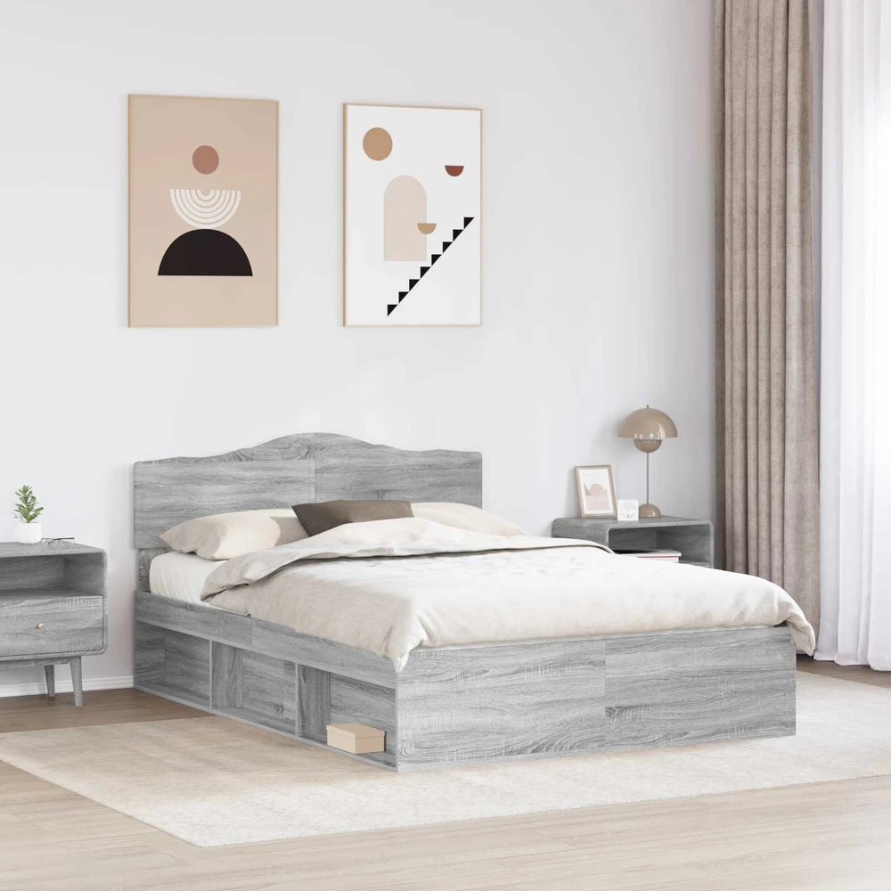 Lovos rėmas Pilkas Sonoma 140 x 190 cm Kietos pušies mediena