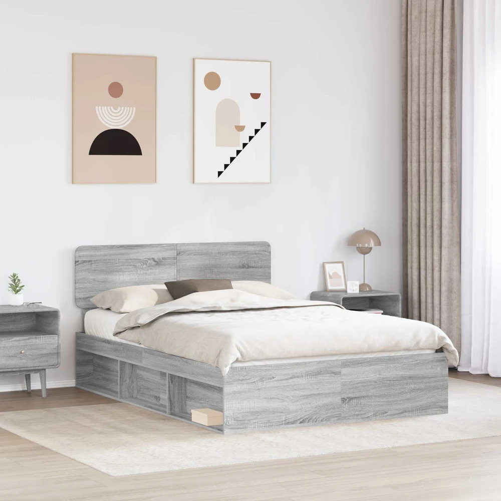 Lovos rėmas Pilkas Sonoma 150 x 200 cm Kietos pušies mediena