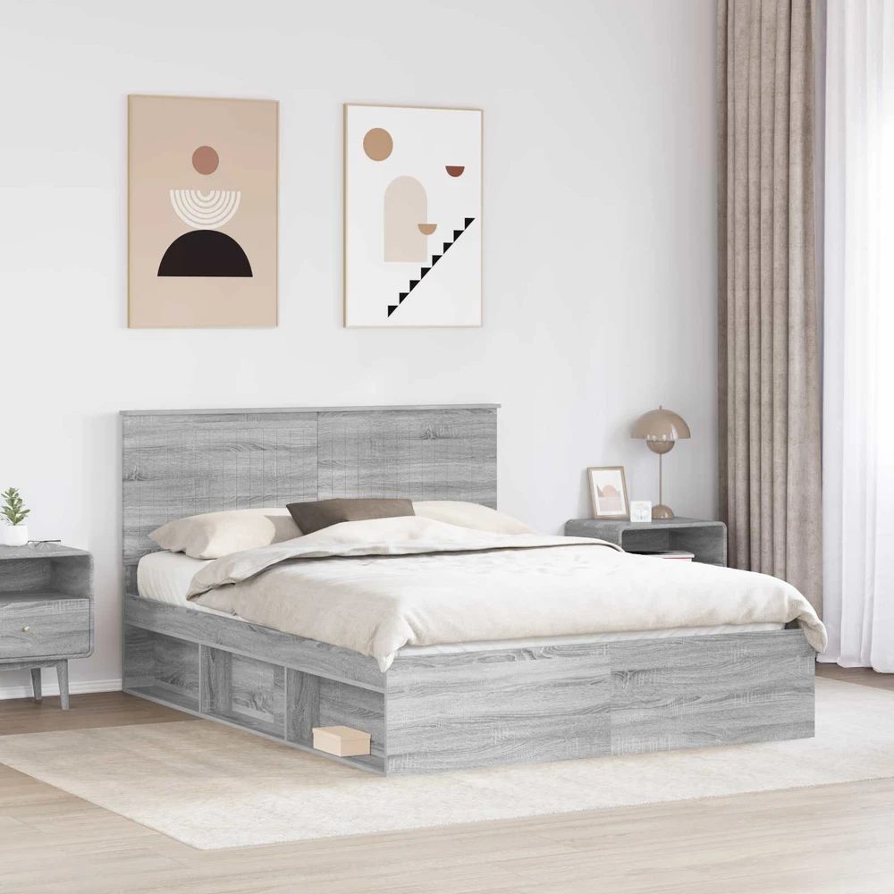 Lovos rėmas Pilkas Sonoma 150 x 200 cm Kietos pušies mediena