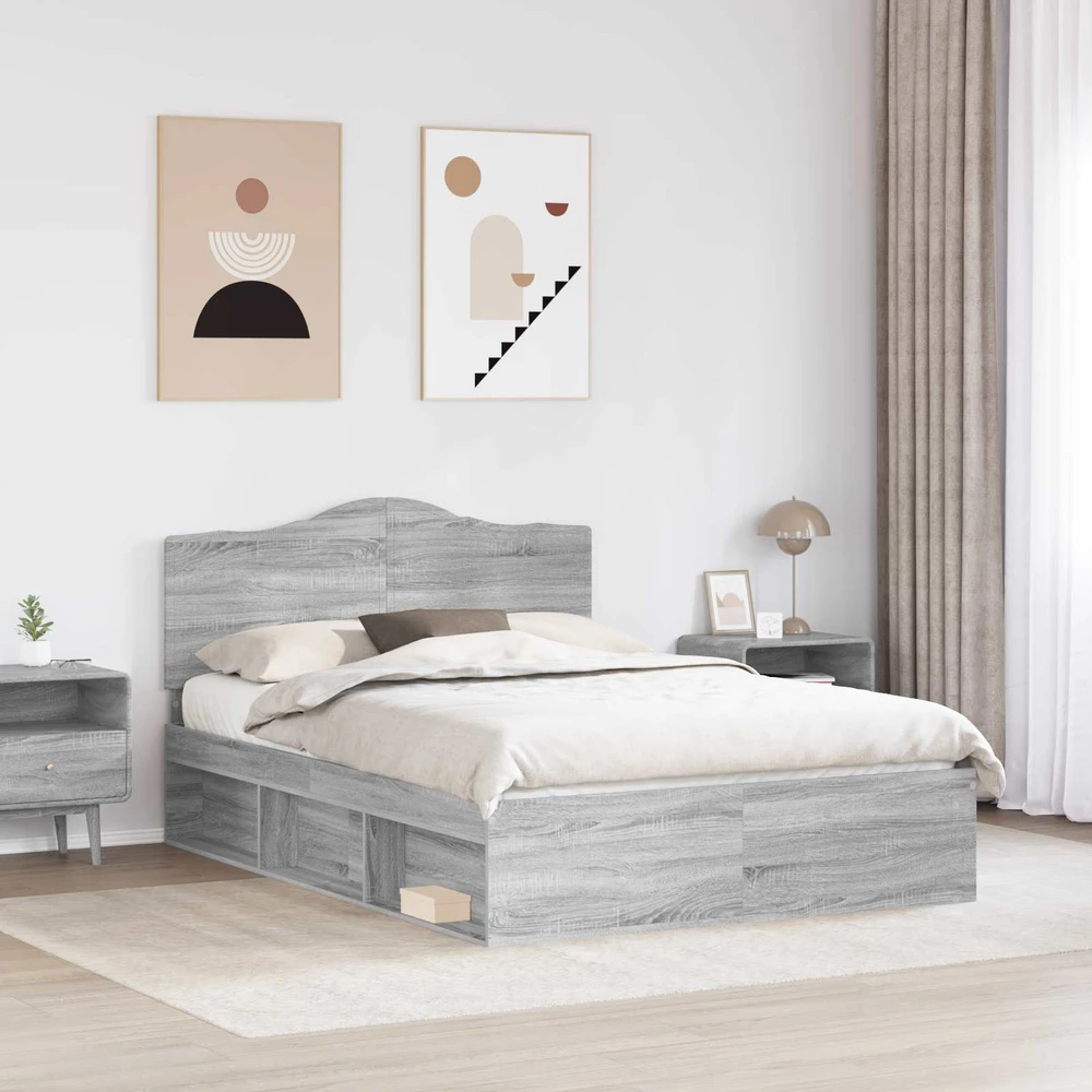 Lovos rėmas Pilkas Sonoma 150 x 200 cm Kietos pušies mediena