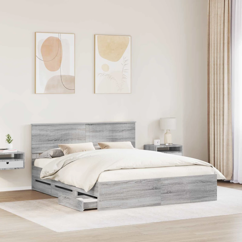 Lovos rėmas Pilkas Sonoma 160 x 200 cm Inžinerinė mediena