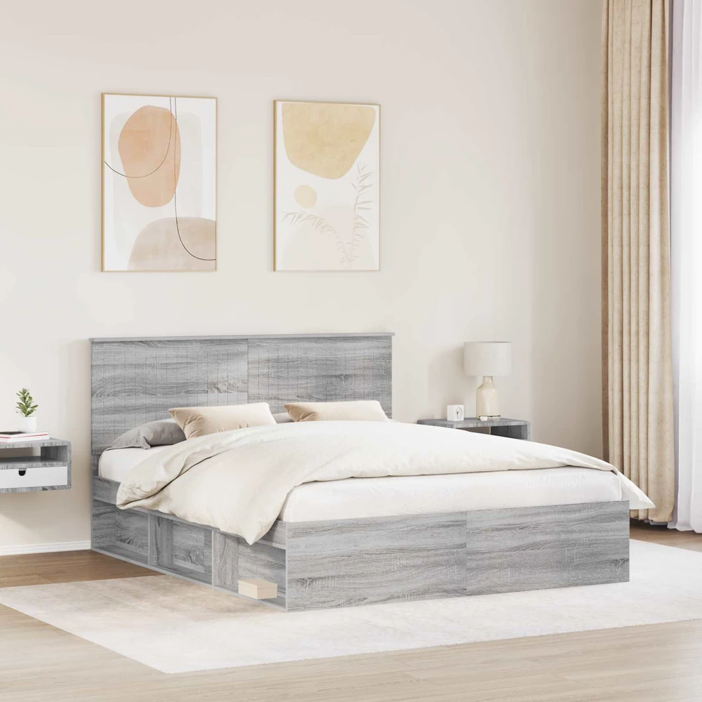 Lovos rėmas Pilkas Sonoma 160 x 200 cm Kietos pušies mediena