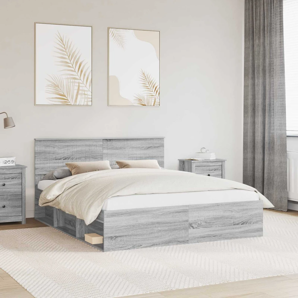 Lovos rėmas Pilkas Sonoma 160 x 200 cm Kietos pušies mediena