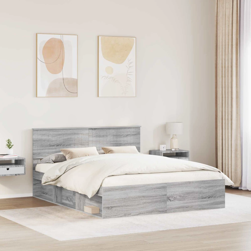 Lovos rėmas Pilkas Sonoma 160 x 200 cm Kietos pušies mediena