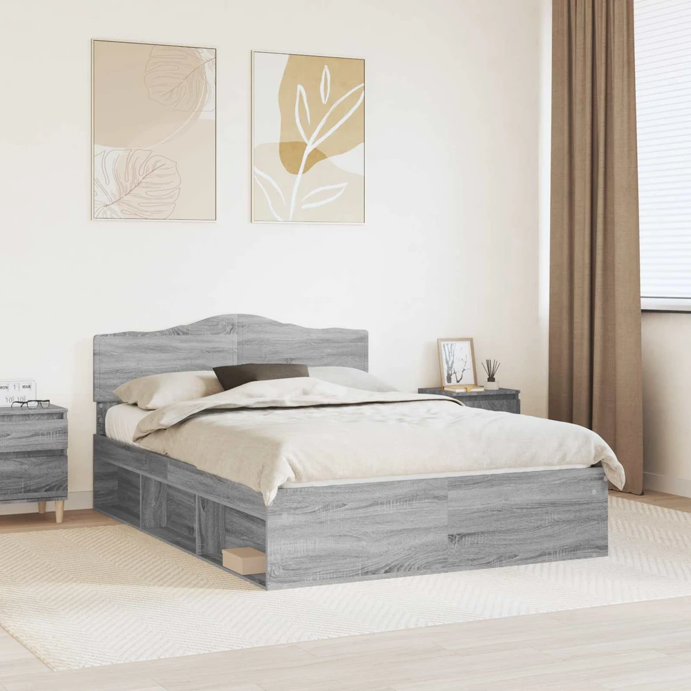 Lovos rėmas Pilkas Sonoma 160 x 200 cm Kietos pušies mediena