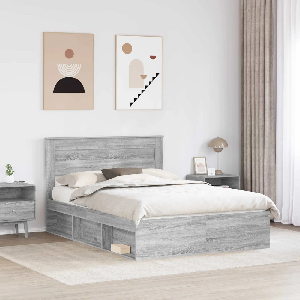 Lovos rėmas Pilkas Sonoma 160 x 200 cm Kietos pušies mediena
