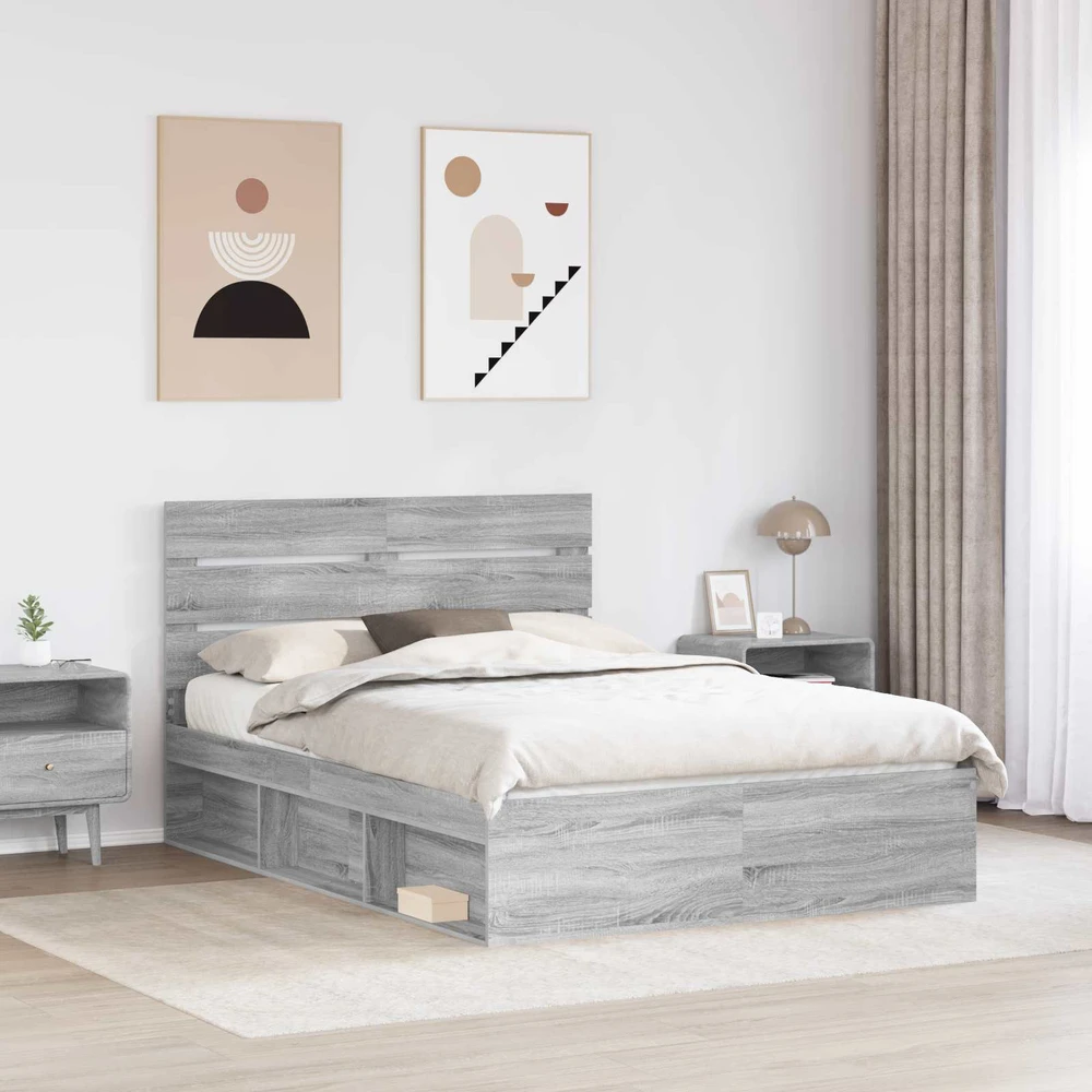 Lovos rėmas Pilkas Sonoma 160 x 200 cm Kietos pušies mediena