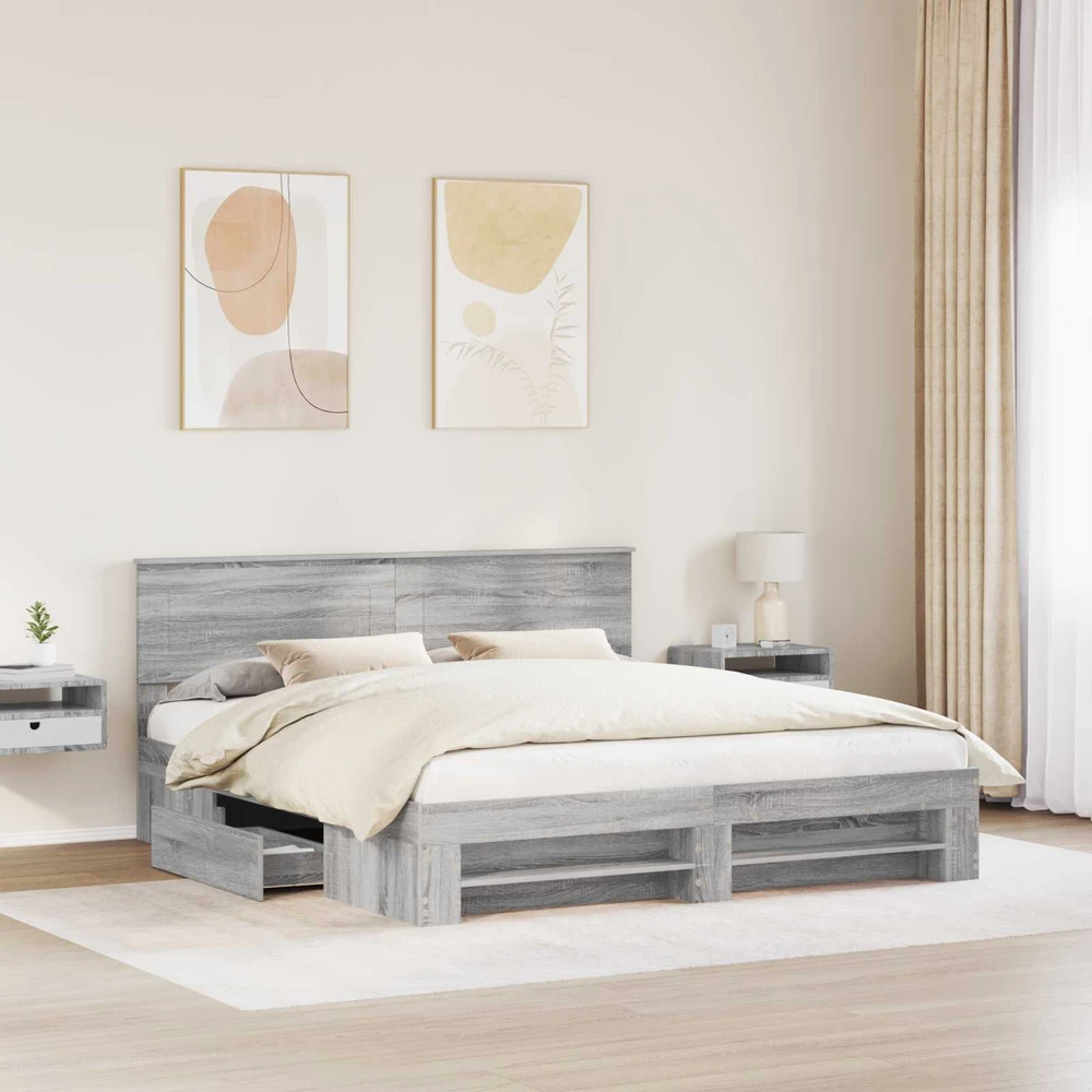 Lovos rėmas Pilkas Sonoma 180 x 200 cm Apdirbta mediena