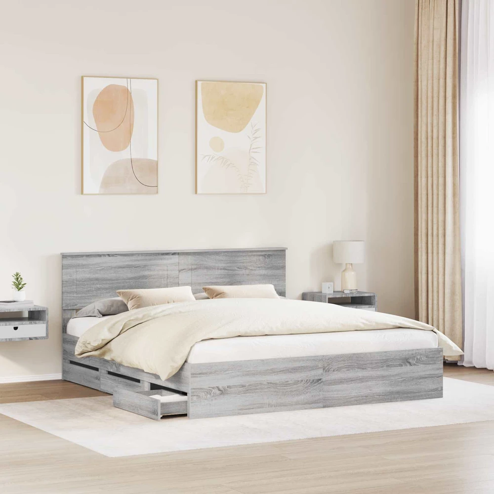 Lovos rėmas Pilkas Sonoma 180 x 200 cm Inžinerinė mediena