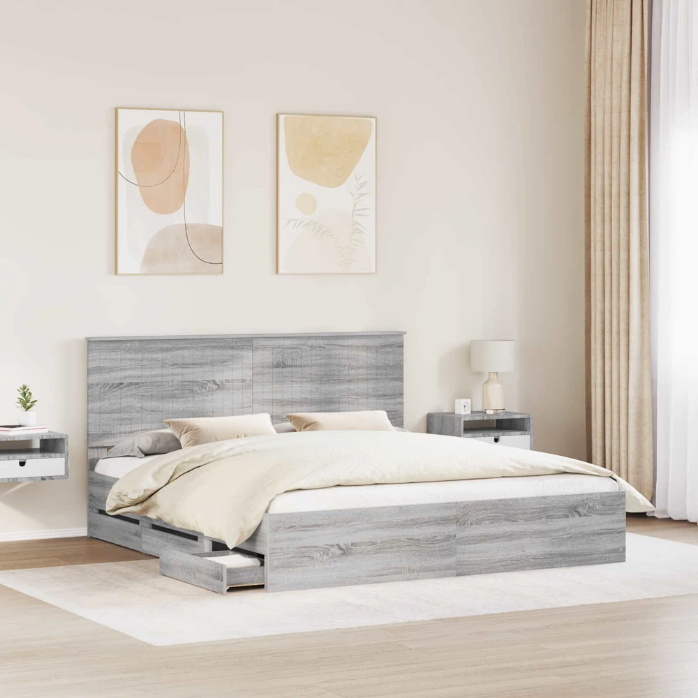 Lovos rėmas Pilkas Sonoma 180 x 200 cm Inžinerinė mediena