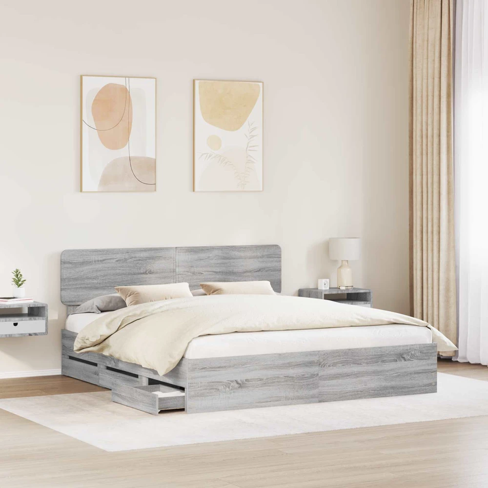 Lovos rėmas Pilka Sonoma 180 x 200 cm Dirbtinė mediena
