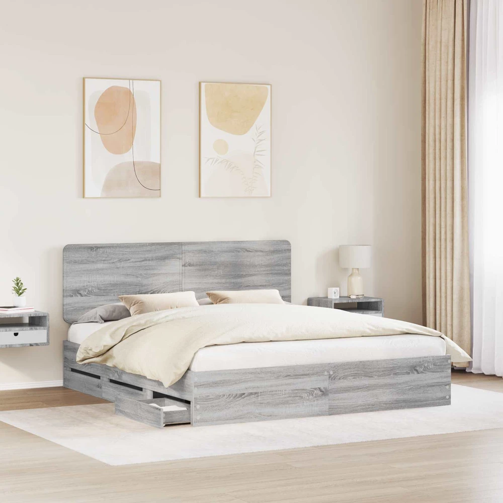 Lovos rėmas Pilkas Sonoma 180 x 200 cm Inžinerinė mediena
