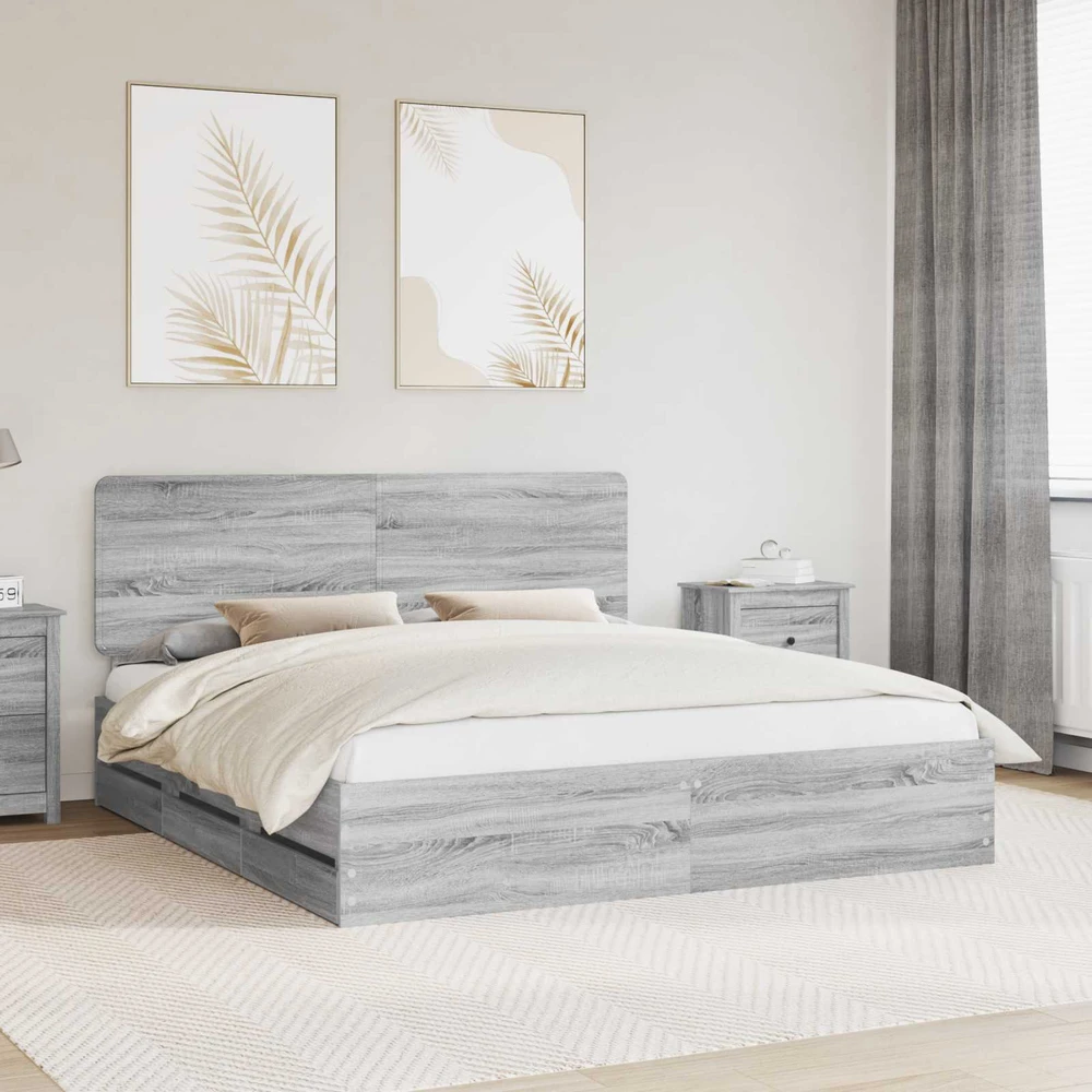 Lovos rėmas Pilkas Sonoma 180 x 200 cm Inžinerinė mediena