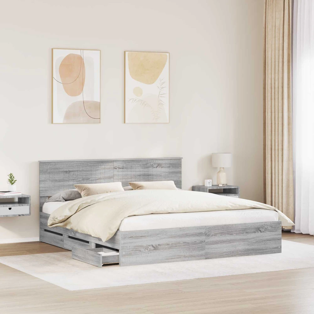 Lovos rėmas Pilkas Sonoma 180 x 200 cm Inžinerinė mediena