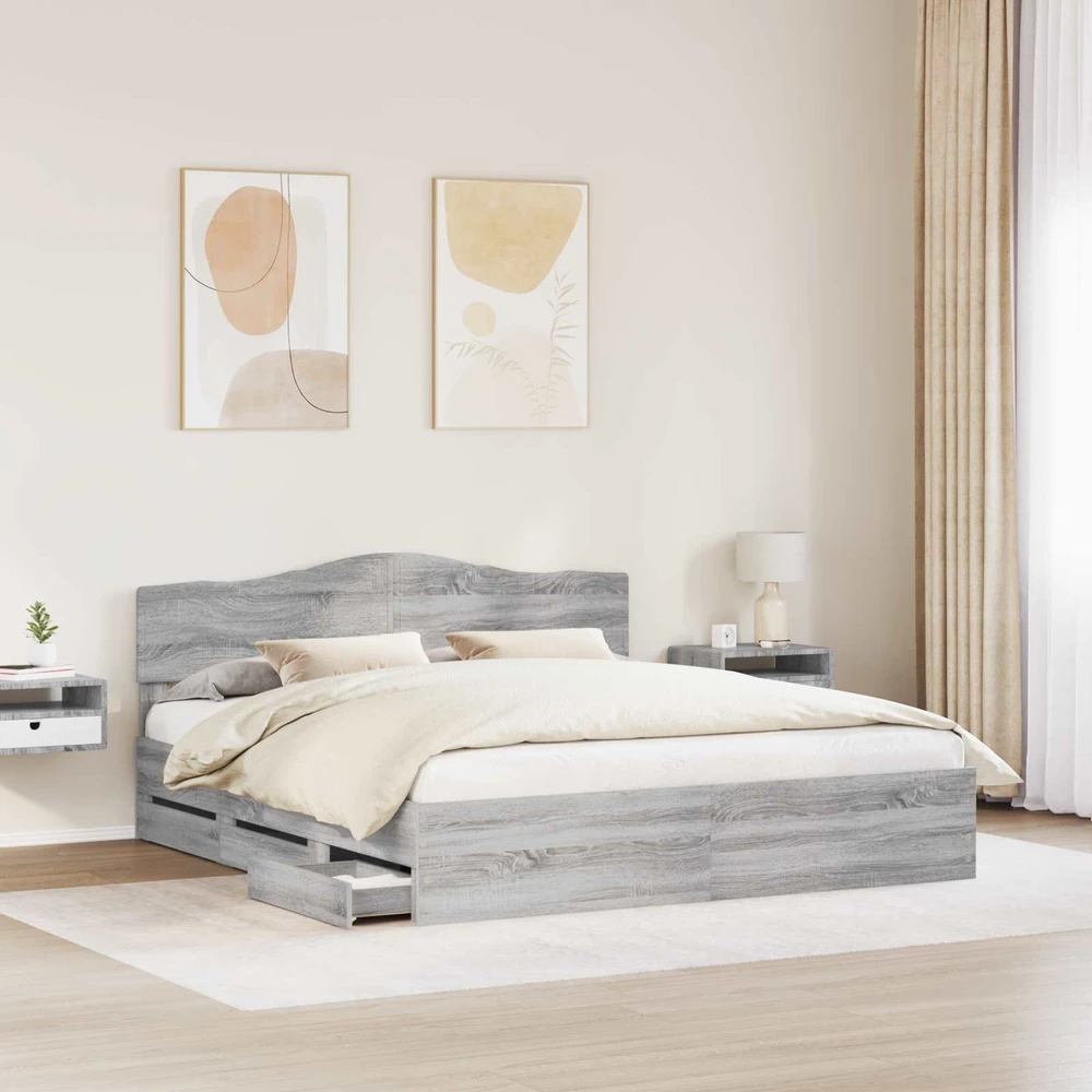 Lovos rėmas Pilkas Sonoma 180 x 200 cm Inžinerinė mediena