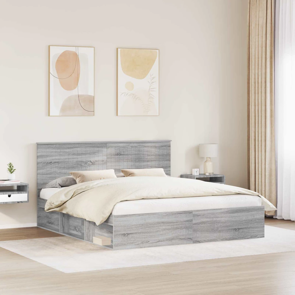 Lovos rėmas Pilkas Sonoma 180 x 200 cm Kietos pušies mediena