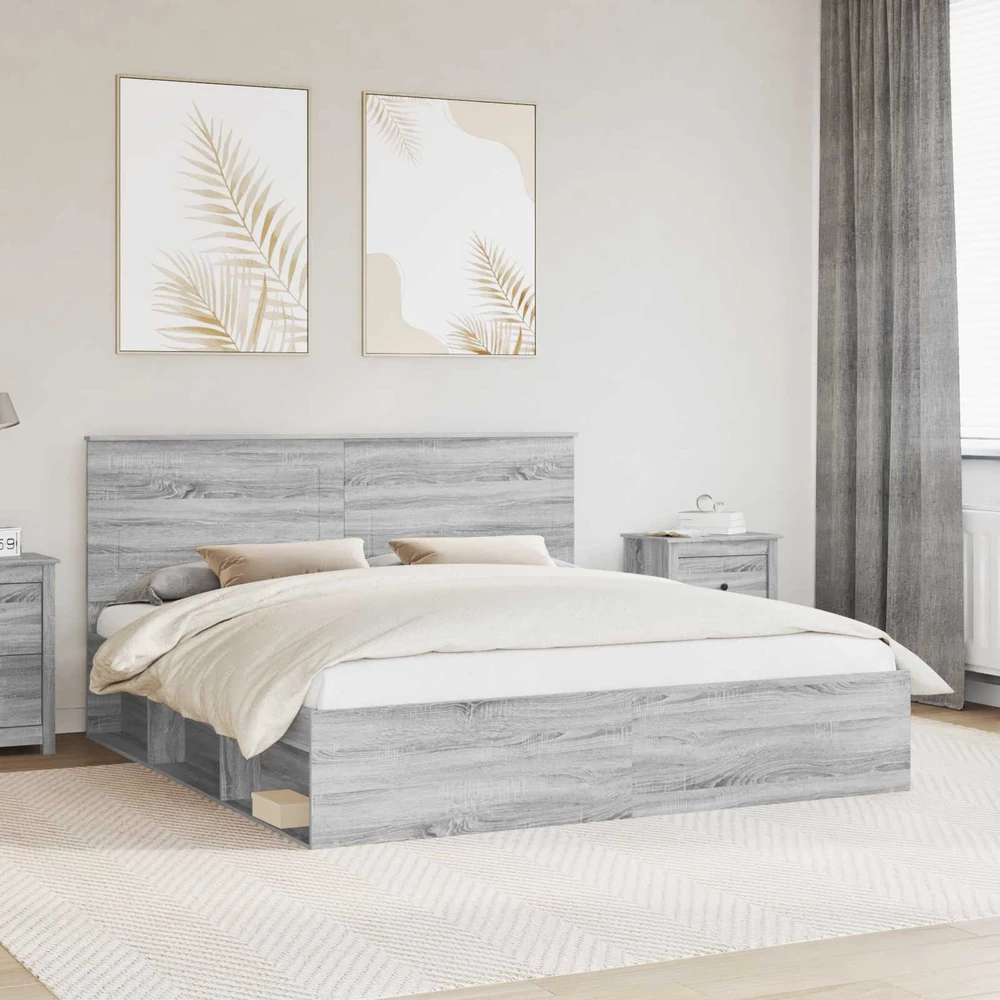 Lovos rėmas Pilkas Sonoma 180 x 200 cm Kietos pušies mediena