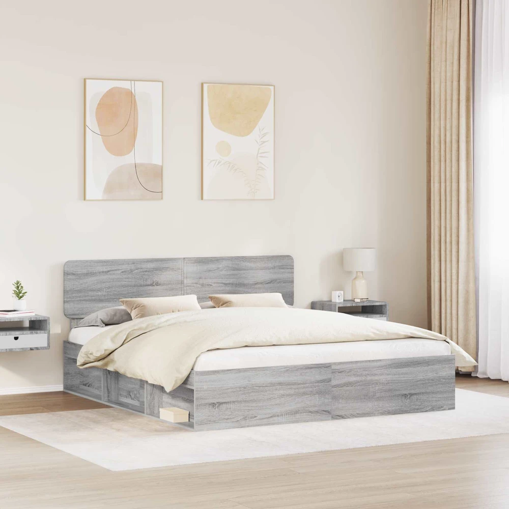 Lovos rėmas Pilkas Sonoma 180 x 200 cm Kietos pušies mediena