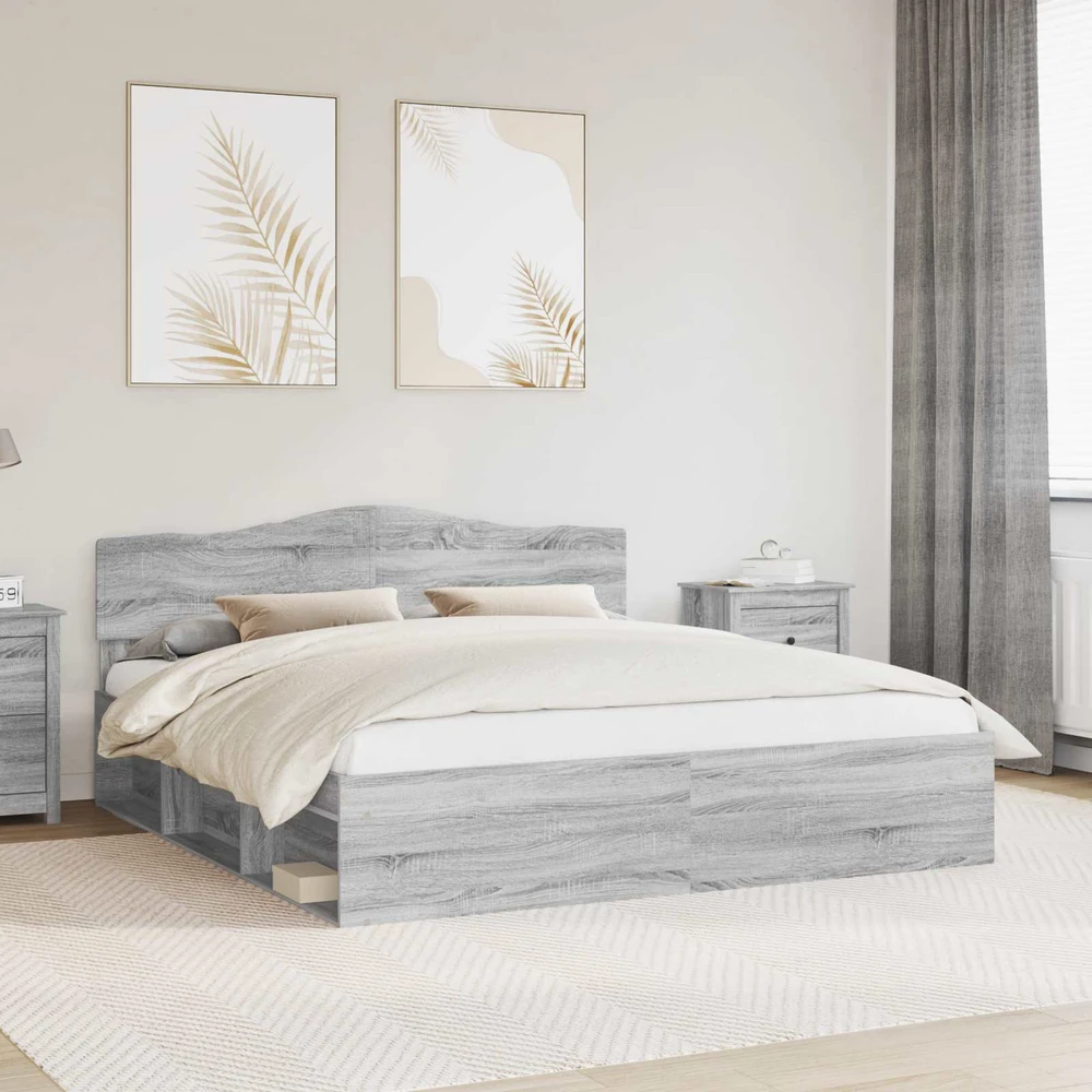 Lovos rėmas Pilkas Sonoma 180 x 200 cm Kietos pušies mediena