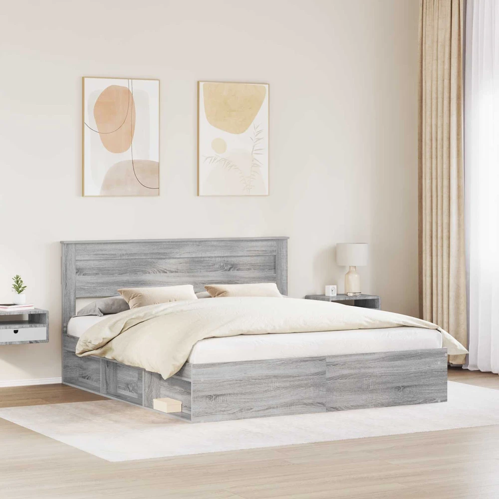 Lovos rėmas Pilkas Sonoma 180 x 200 cm Kietos pušies mediena